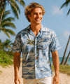 B17 Bomber Men's Rayon Aloha Shirt Blue