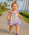 Baby 2 Piece Cotton Flower Capri Set Purple