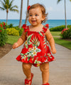 Baby 2 Piece Cotton Flower Capri Set Red