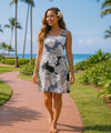 A-Line Back Cutout Hawaiian Dress Charcoal