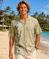 Bamboo Panel Men's Rayon Aloha Shirt Khaki