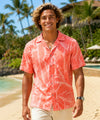 Banana Leaf Wrinkle Free Tropical Shirt Coral