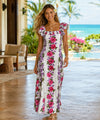 Big Island Long Ruffled Muumuu Hawaiian Dress White