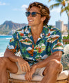 Big Island Volcano Cotton Men's Shirt Blue