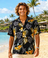Birds of Paradise Black Rayon Aloha Shirt Black
