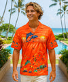 Sea Life Men's Border Aloha Shirt Orange