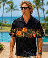 Mai Tai Short Sleeves Border Cotton Aloha Shirt Black