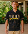 Short Sleeves Tiki Border Hawaiian Shirt Black