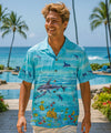 Ocean Aloha Border Print Hawaiian Shirt Aqua
