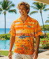 Ocean Aloha Border Print Hawaiian Shirt Orange