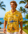 Ocean Aloha Border Print Hawaiian Shirt Yellow