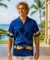Sunset Beach Men's Hawaiian Border Shirt Navy