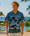 Sunset Beach Men's Hawaiian Border Shirt Ocean Blue