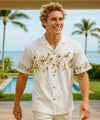 Orchids Border Men's White Hawaiian Shirt White