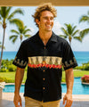 Pineapples Chest Border Aloha Shirt Black
