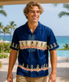 Pineapples Chest Border Aloha Shirt Navy
