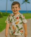 Beige Orchid Rayon Boys Hawaiian Shirt Beige