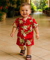 Makani Toddler Boys Hawaiian Shirt Set Red