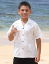 Lihui White Cotton Hawaiian Kids Wedding Shirt
