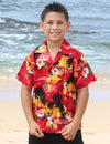 Boys Sunset Cotton Hawaiian Shirt Red