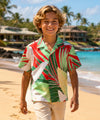 Island Day Boy's Rayon Hawaiian Shirt Red