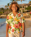 Kimo Boys Rayon Aloha Shirt White