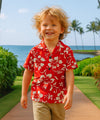 Hibiscus Pareo Boys Hawaiian Shirt Red