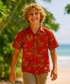 Year of the Dragon Boys Button-Up Cotton Shirt Red