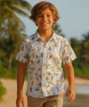 Pipeline Boy's Surf Cotton Aloha Shirt White