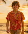 Tribal Rayon Aloha Shirt for Kid's Rust