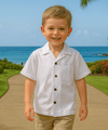 Kihei Boys White Cotton Hawaiian Shirt White