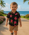 Keilani Boys Black Rayon Aloha Shirt Black
