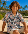 Sea Life Tapa Button-Up Boys Cotton Shirt White