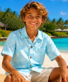 Button-Up Dress Cotton Boy's Aloha Shirt Blue