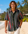 Resort Tail Hem Pacific Tapa Hawaiian Shirt Black