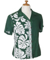 Prince Kuhio Green Rayon Camp Blouse