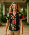 Birds of Paradise Women Aloha Shirt Black