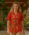 Birds of Paradise Women Aloha Shirt Red