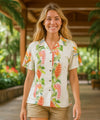 Birds of Paradise Women Aloha Shirt White