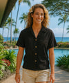 Bamboo Camp Rayon Hawaiian Blouse Black