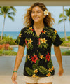 Women Camp Hawaiian Shirt Puunene Black