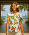 Women Camp Hawaiian Shirt Puunene Cream