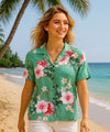 Wailuku Hibiscus Women Rayon Shirt Jade