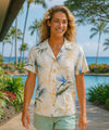 Bamboo Paradise Camp Hawaiian Rayon Blouse Cream