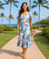 Makapu V-Neck with Cap Sleeves Dress Corn Flower Blue