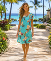 Ceres Knee Length Rayon Hawaiian Dress Green