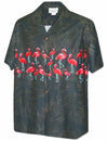 Chest Border Red Flamingos Aloha Men's Shirt