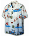 Men's Hawaiian Christmas Shirt Surfing Santa