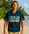 Short Sleeves Santa at the Beach Hawaiian Shirt Navy