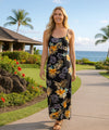 Kekoa Round Neckline Cocktail Maxi Dress Black